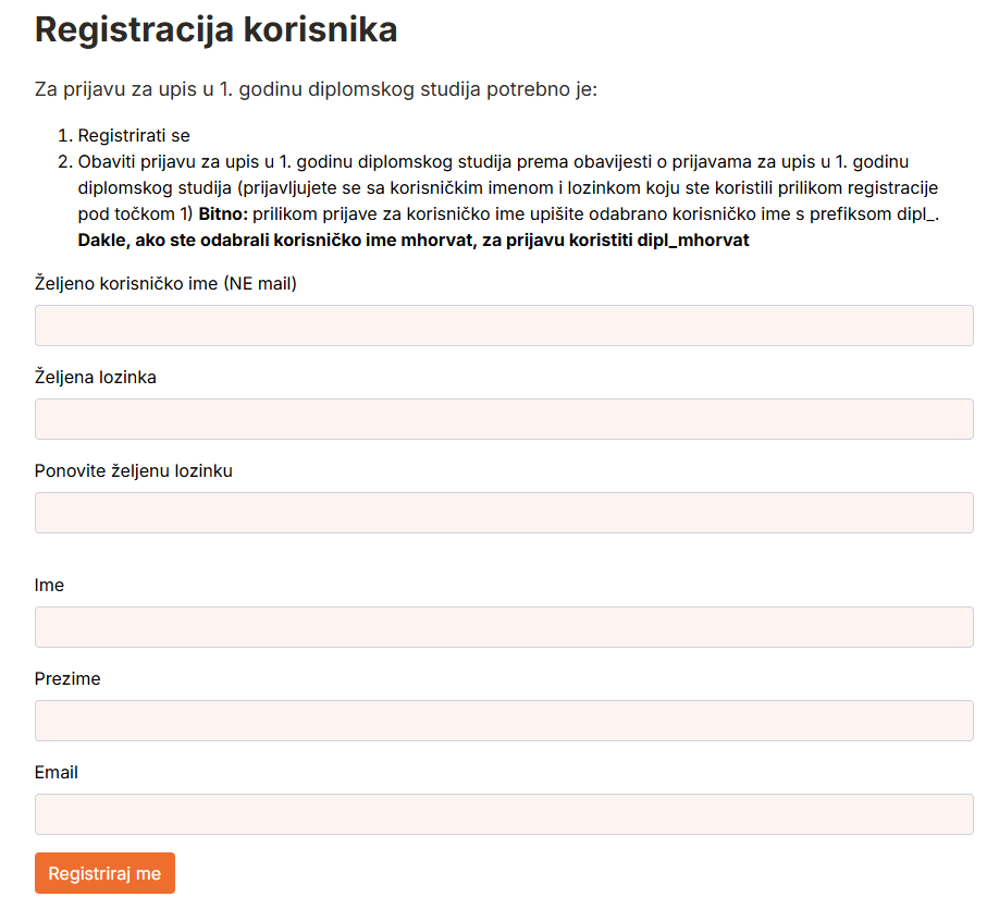 Prikaz sučelja aplikacije za prijavu s označenim poljem „prijava“